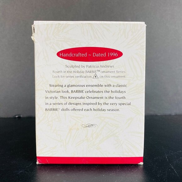 Hallmark Keepsake Ornament 1996 Holiday Barbie Collectors Series Victorian Style - Picture 3 of 7